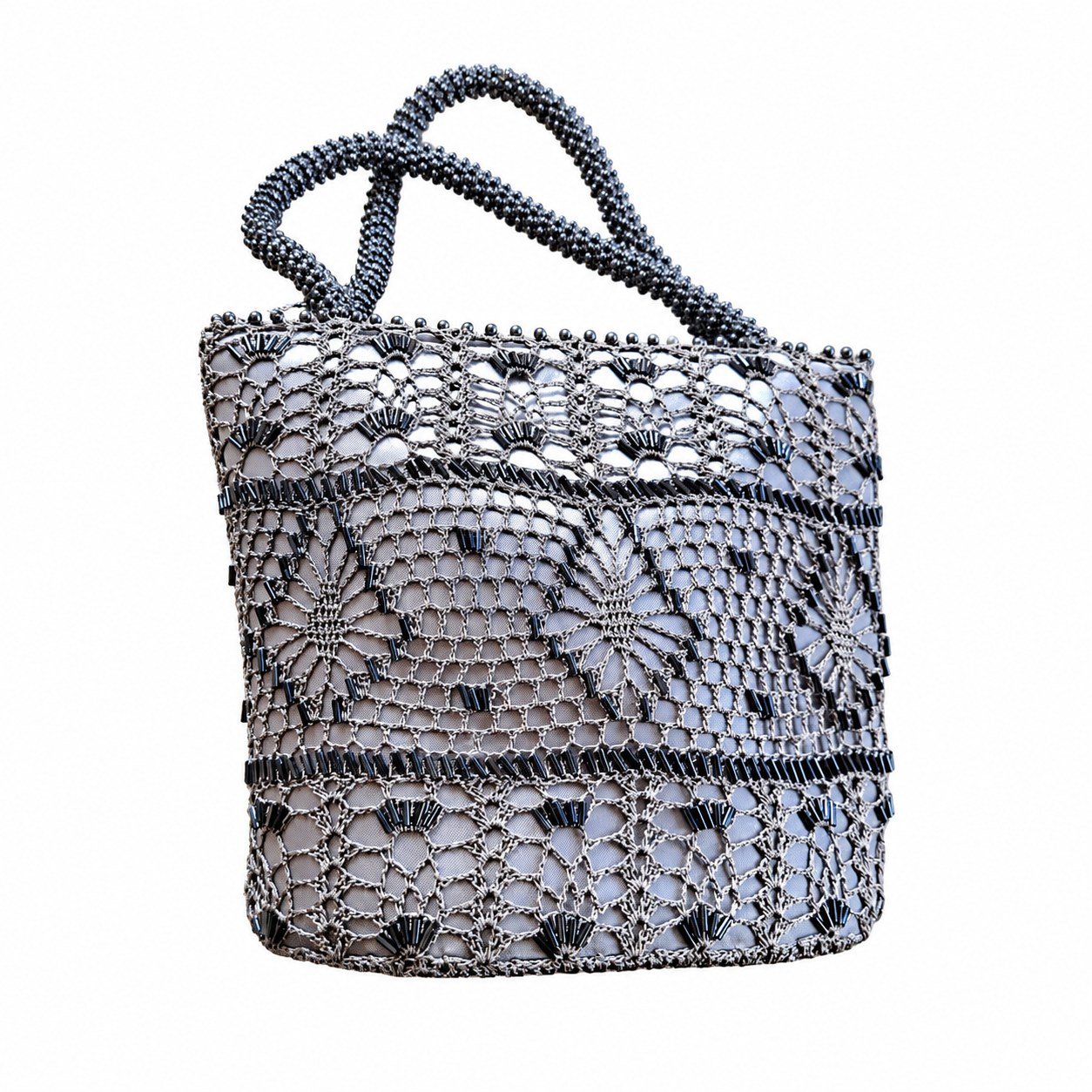 Lace-pattern bucket bag · Grey · 5322