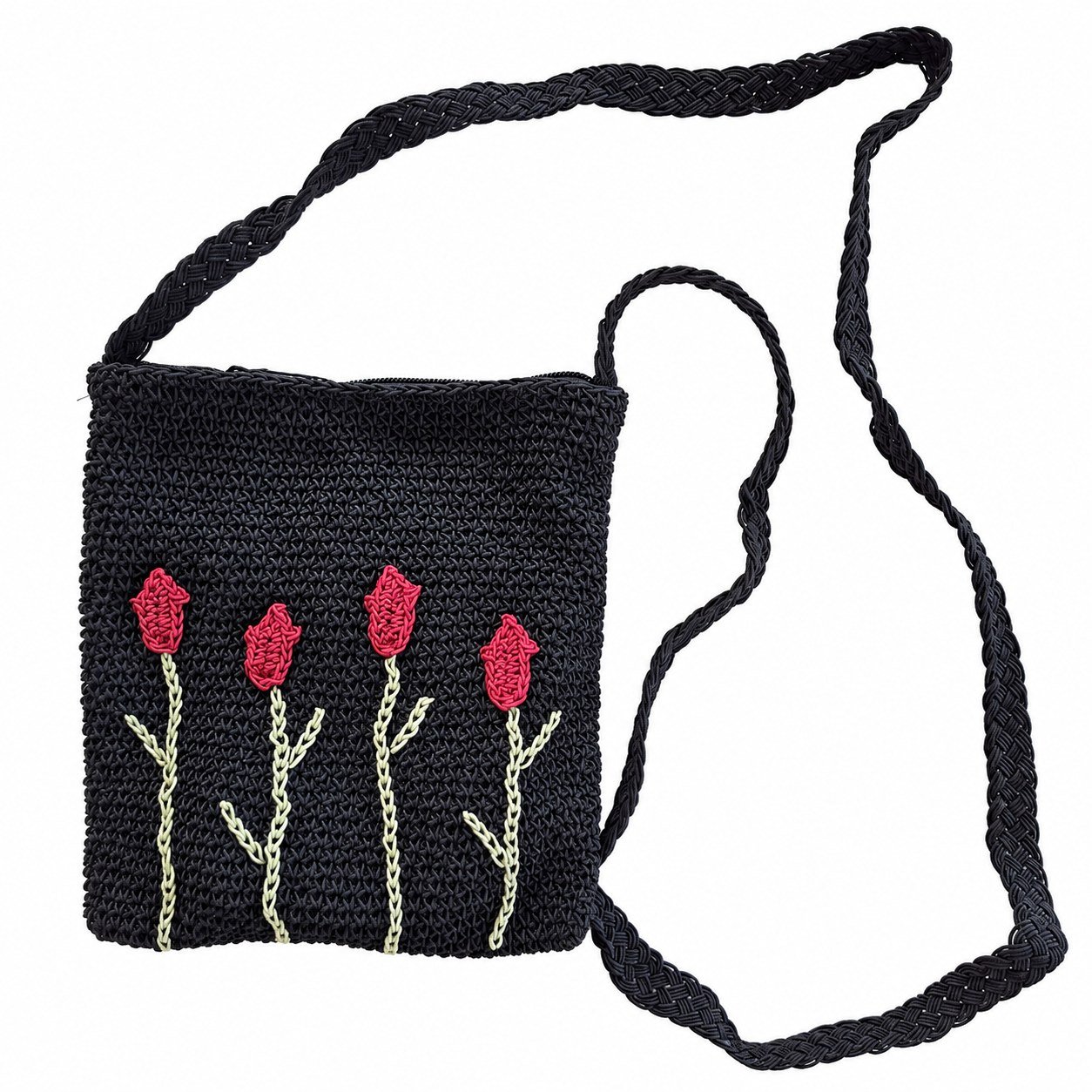 Crochet crossbody bag · Black · 94323