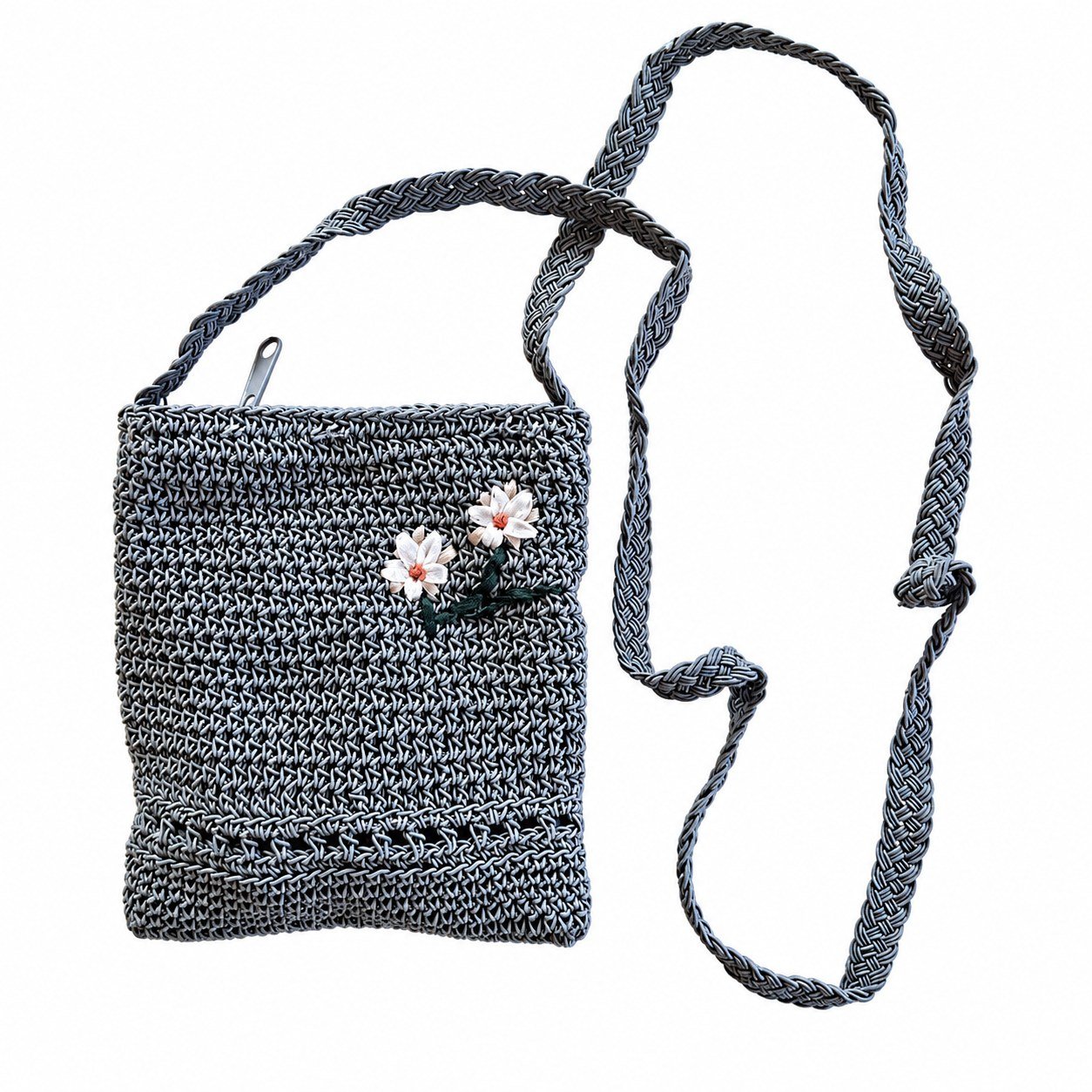 Crochet crossbody bag · Grey · 94333 - Image 2