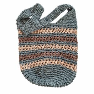 Striped crochet shoulder bag · Green / brown / beige · FY2-342C