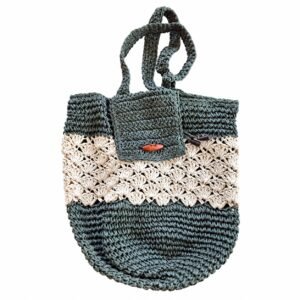 Crochet bag · Dark green / cream · FY2-347C
