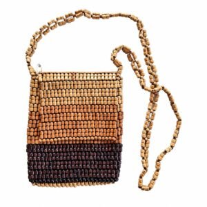 Wooden bead pouch · Natural / brown · ZO-502