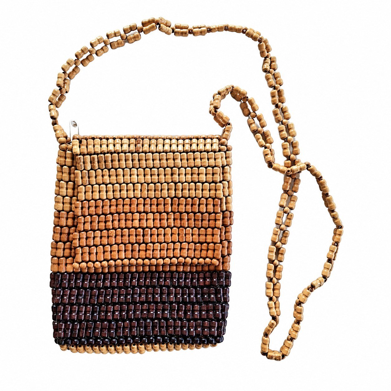 Wooden bead pouch · Natural / brown · ZO-502