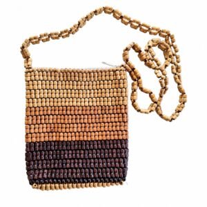 Wooden bead pouch · Natural / brown · ZO-503