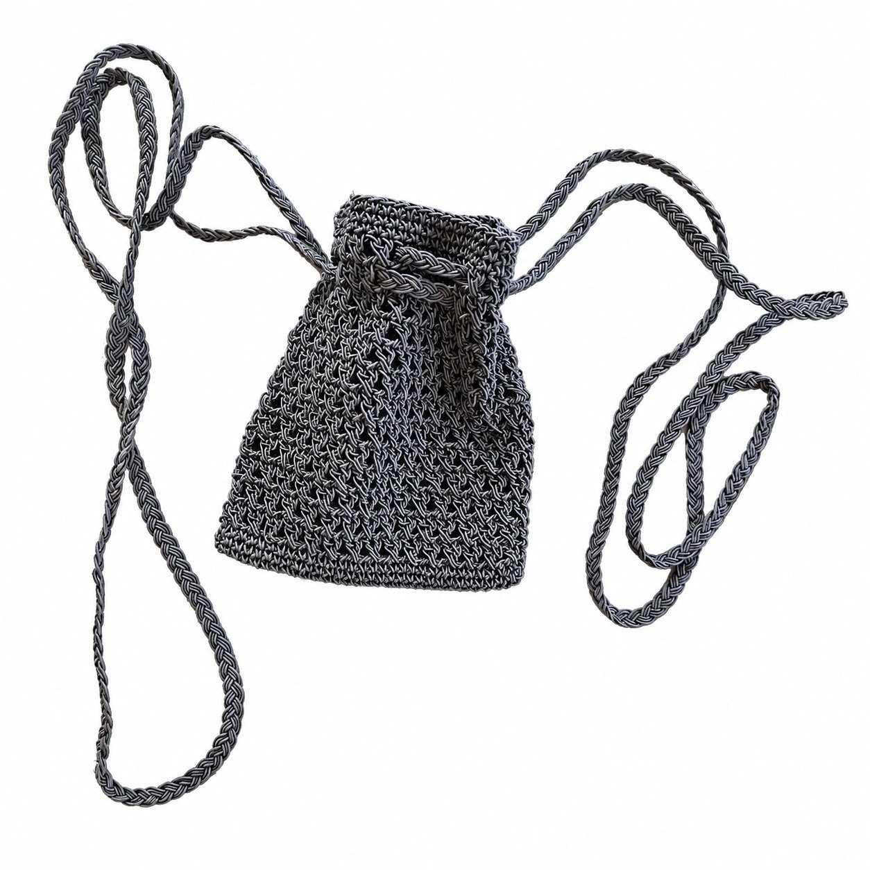 Crochet drawstring pouch · Grey · ZO-C826