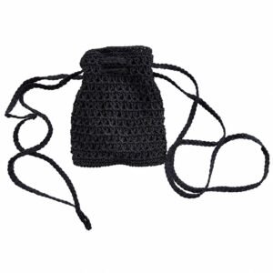 Crochet drawstring pouch · Black · ZO-C826