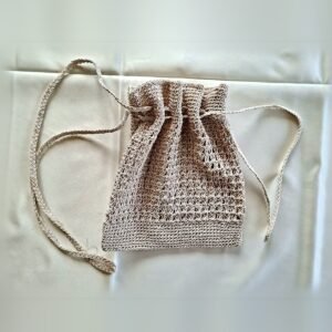 Crochet drawstring bucket bag · Beige · ZO-C828