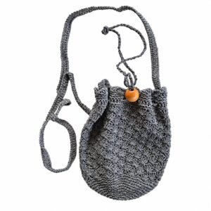 Round crochet drawstring pouch · Grey · ZO-C844