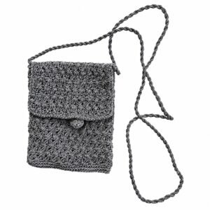 Star-stitch crochet pouch with flap · Grey · ZO-C847