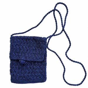 Star-stitch crochet pouch with flap · Navy · ZO-C847