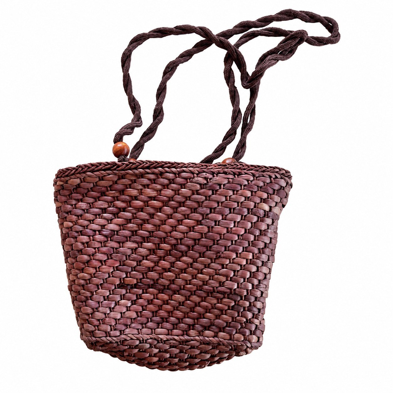 Basket-weave bucket bag · Brown