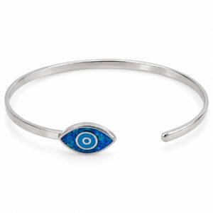 Evil eye cuff bangle, blue opal · OP103-SB