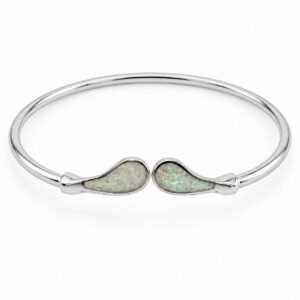 Teardrop opal cuff bangle, white opal · OP96