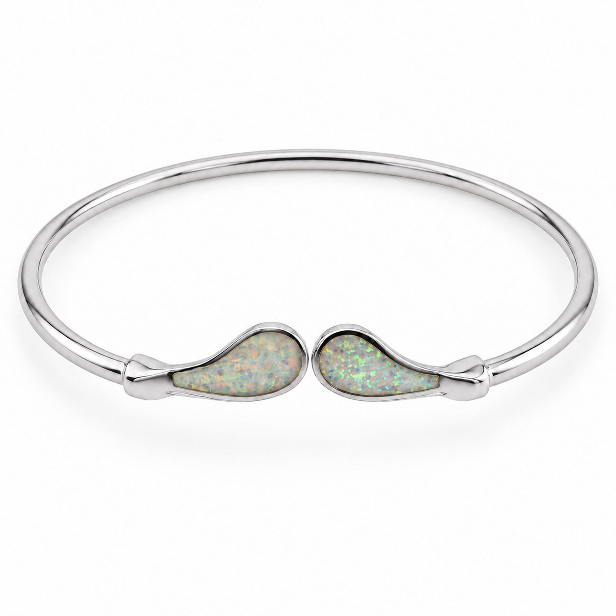 Teardrop opal cuff bangle, white opal · OP96