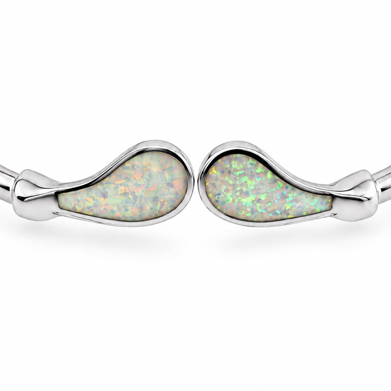 Teardrop opal cuff bangle, white opal · OP96 - Image 2