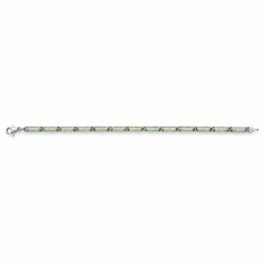 Slim link bracelet with white opal inlay · 1082