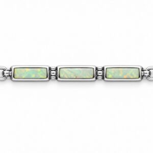 Slim link bracelet with white opal inlay · 1082