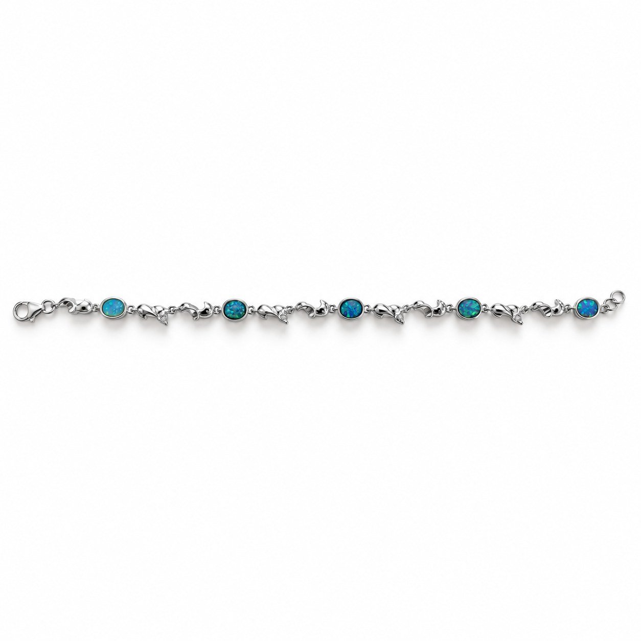 Dolphin link bracelet with oval blue opals · 271DE