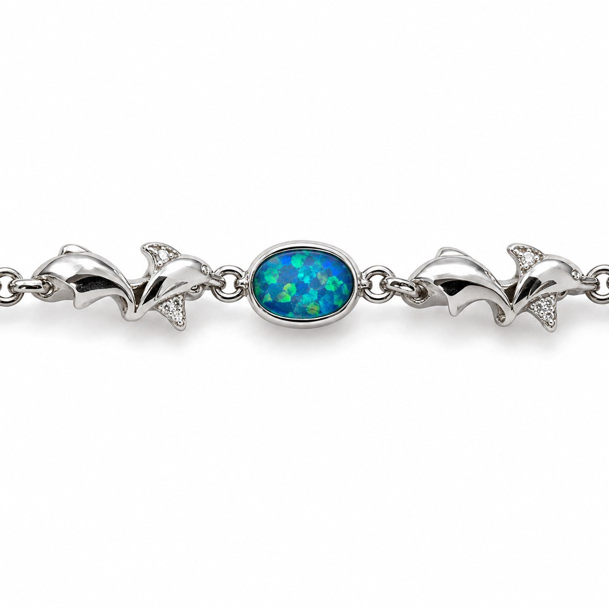 Dolphin link bracelet with oval blue opals · 271DE - Image 2