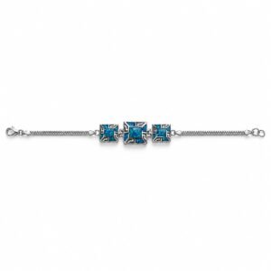 Greek key square panel bracelet, blue opal · 271T