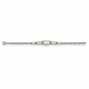 Greek key bracelet with opal centre, white opal · 279F
