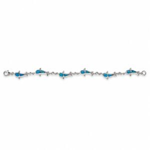Dolphin link bracelet, blue opal · 285A-SB