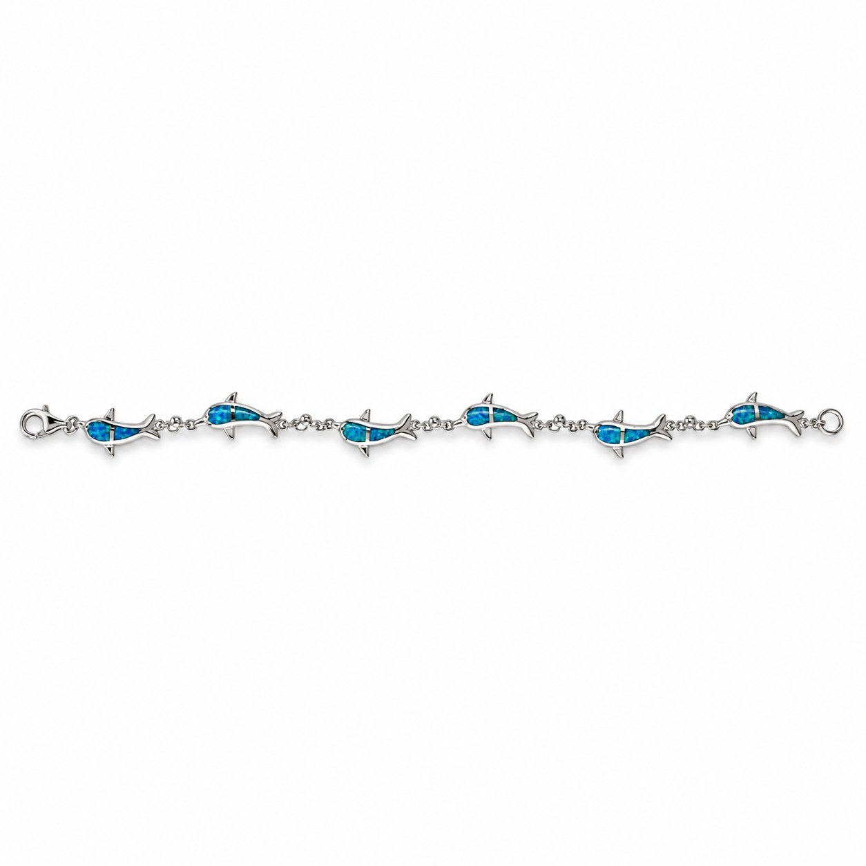 Dolphin link bracelet, blue opal · 285A-SB