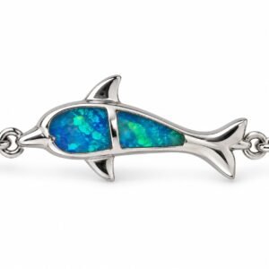 Dolphin link bracelet, blue opal · 285A-SB