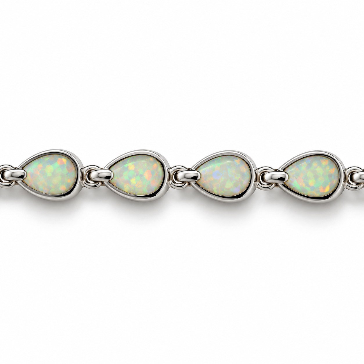Teardrop opal link bracelet, white opal · 285DE - Image 2