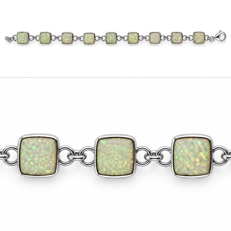 Square opal link bracelet · 285E