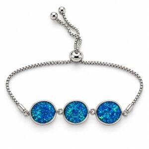 Three oval opals adjustable bracelet, blue opal · 285I-SB