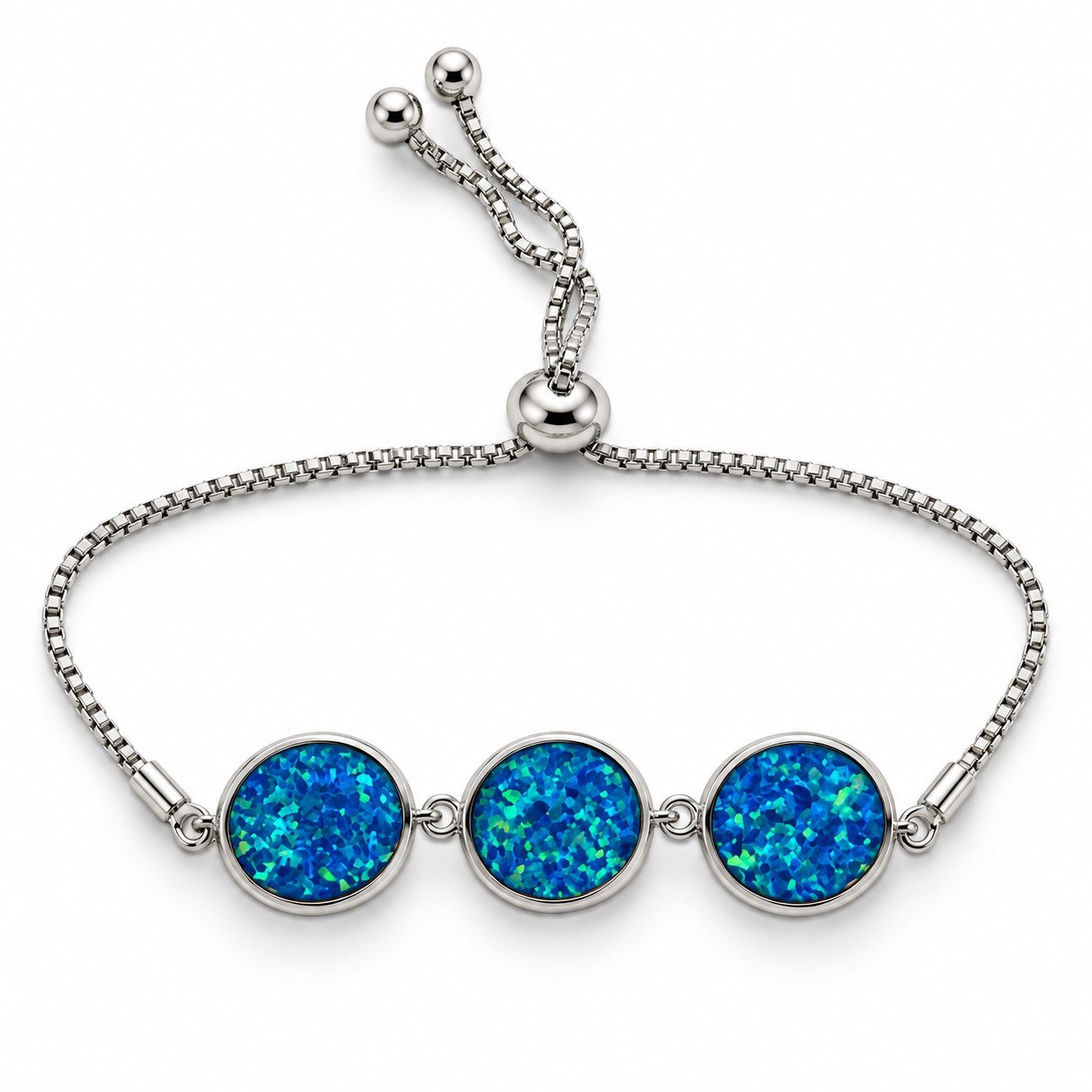 Three oval opals adjustable bracelet, blue opal · 285I-SB