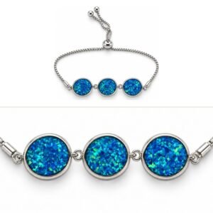 Three oval opals adjustable bracelet, blue opal · 285I-SB