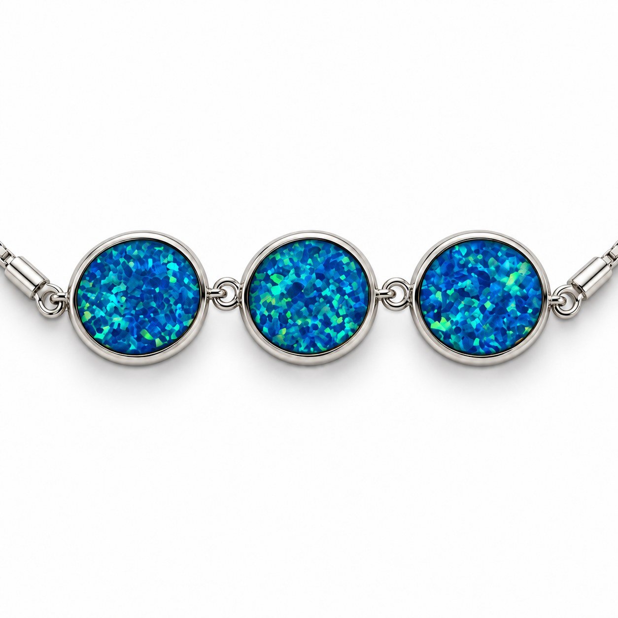 Three oval opals adjustable bracelet, blue opal · 285I-SB - Image 2