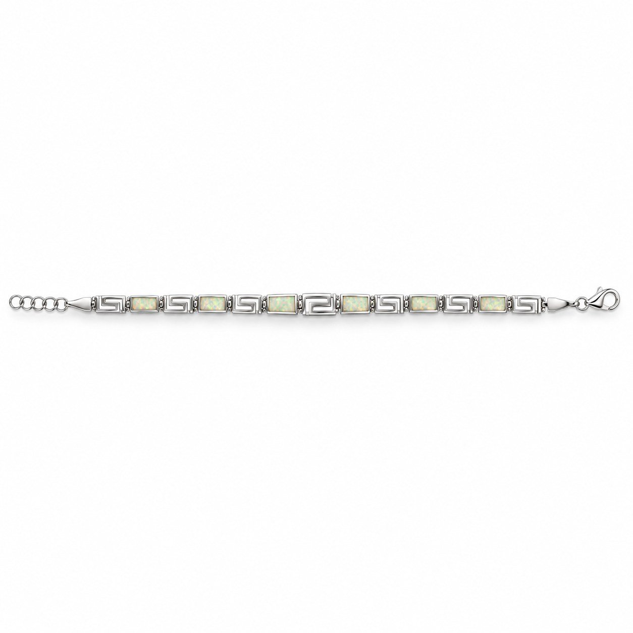 Slim Greek key bracelet with white opal inlay · 285J