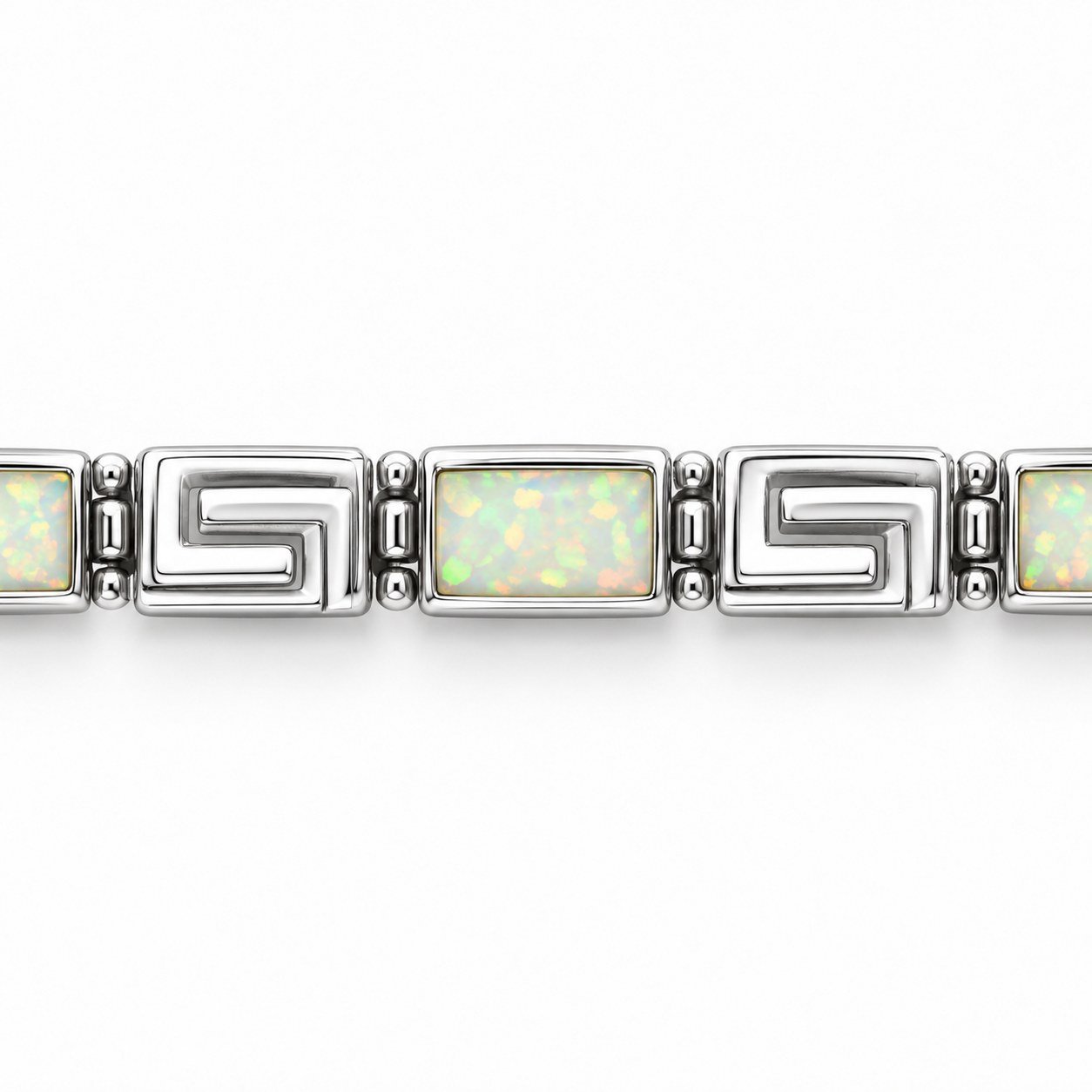 Slim Greek key bracelet with white opal inlay · 285J - Image 2