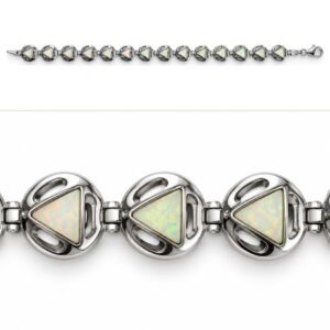 Greek key disc bracelet with opal triangles · 285K