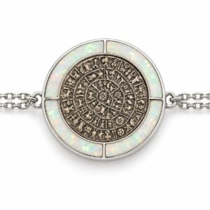 Phaistos disc bracelet, white opal ring, double chain · 285LL