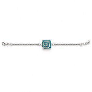 Greek key spiral square bracelet, blue opal · 285N-SB