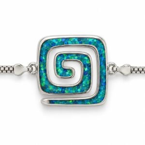 Greek key spiral square bracelet, blue opal · 285N-SB