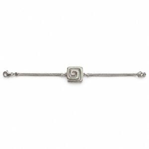 Greek key spiral square bracelet, white opal · 285N-SW