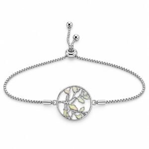 Tree of life adjustable bracelet, white opal leaves · 285P-SW