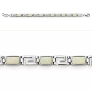 Greek key bracelet with white opal inlay · 285R