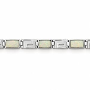 Greek key bracelet with white opal inlay · 285R