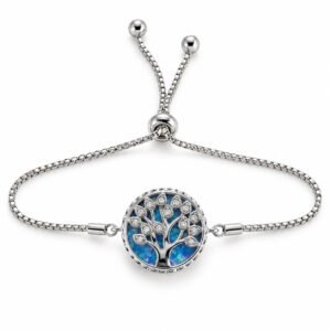 Tree of life adjustable bracelet, blue opal · 285T-SB
