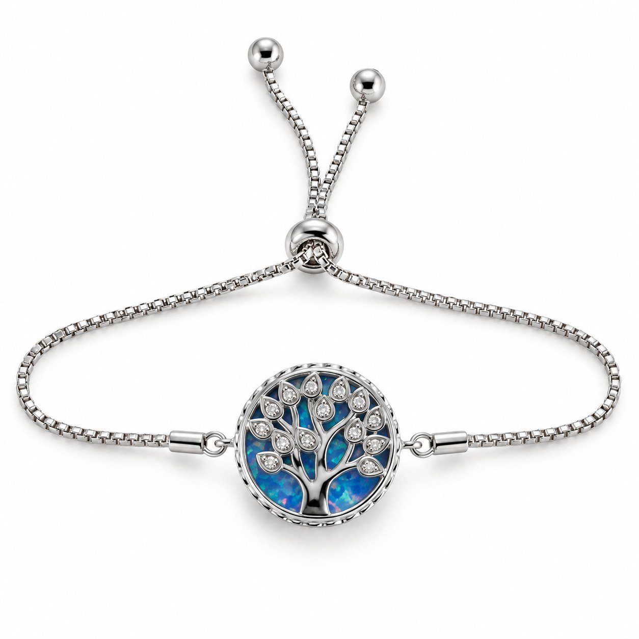 Tree of life adjustable bracelet, blue opal · 285T-SB