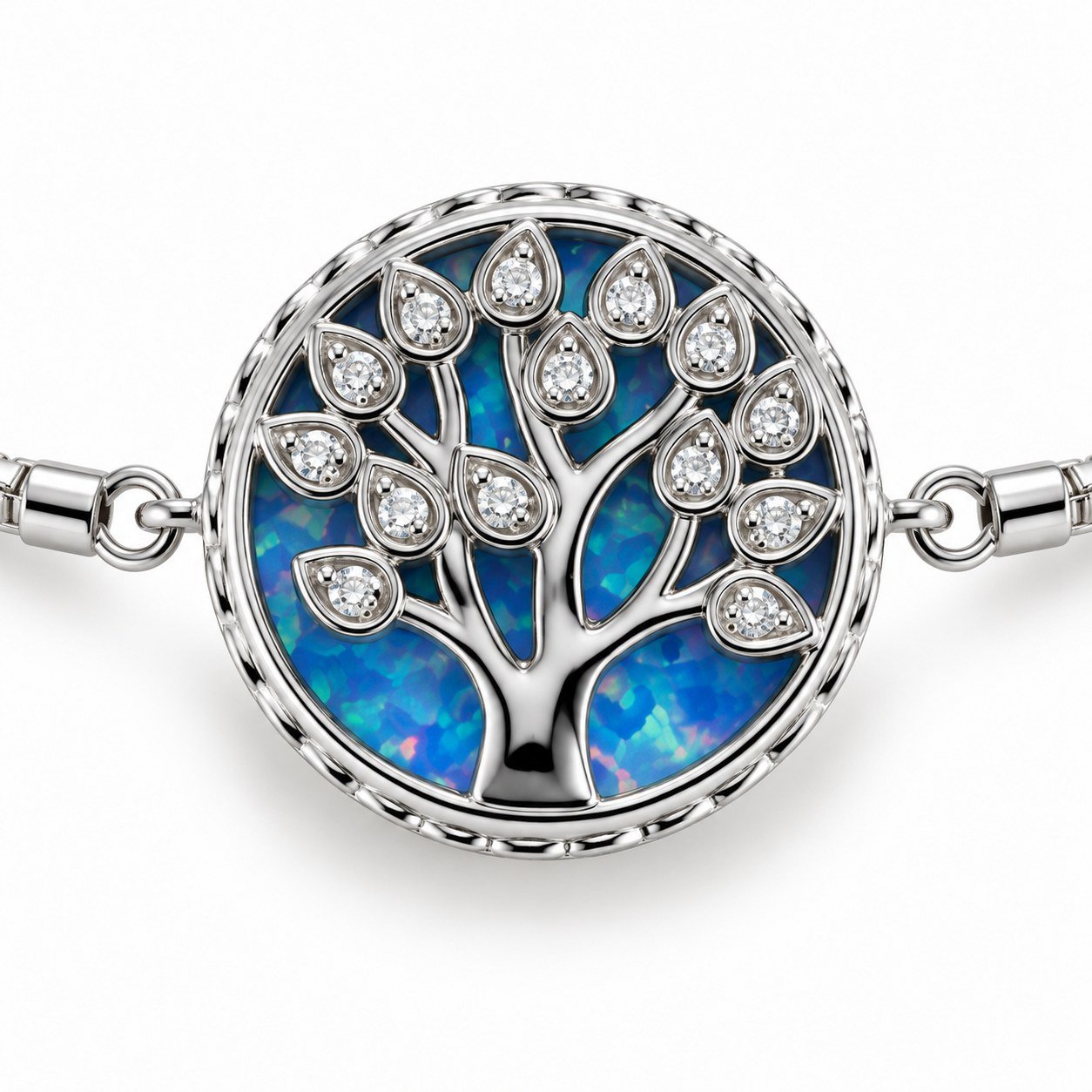 Tree of life adjustable bracelet, blue opal · 285T-SB - Image 2