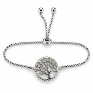 Tree of life adjustable bracelet, white opal · 285T-SW