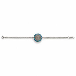 Phaistos disc bracelet, blue opal ring, double chain · 285U