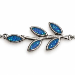 Olive branch chain bracelet, blue opal · 285V-SB